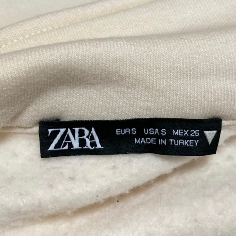 Zara Cream Black New York Long Sleeve Fleece Collared Sweatshirt Sweater Top S - Picture 4 of 5
